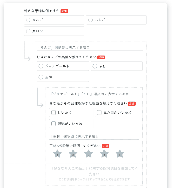 formrunの条件分岐の編集画面