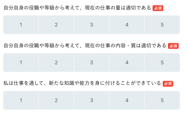 5段階評価の一例