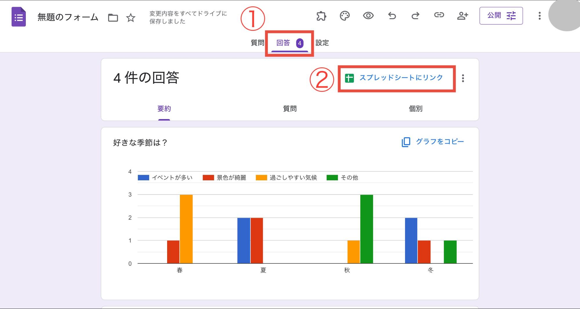 Googleフォームとスプレッドシートを連携